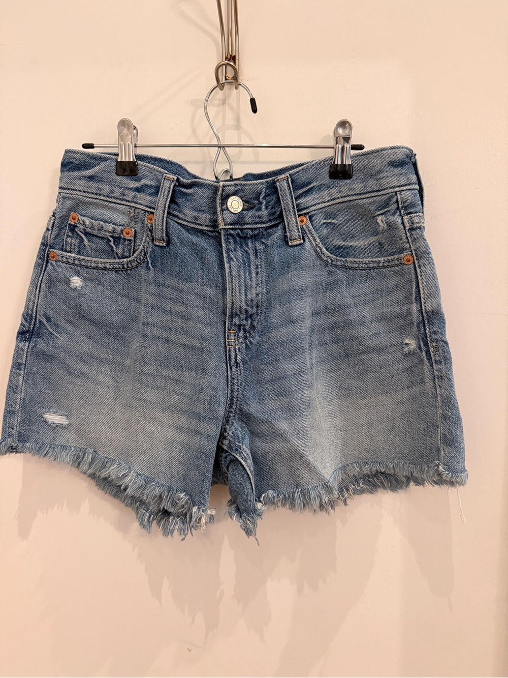 GAP Boho Chic Frayed Distressed Ultrasoft Denim Raw Hem Shorts Size 25 - Picture 2 of 4
